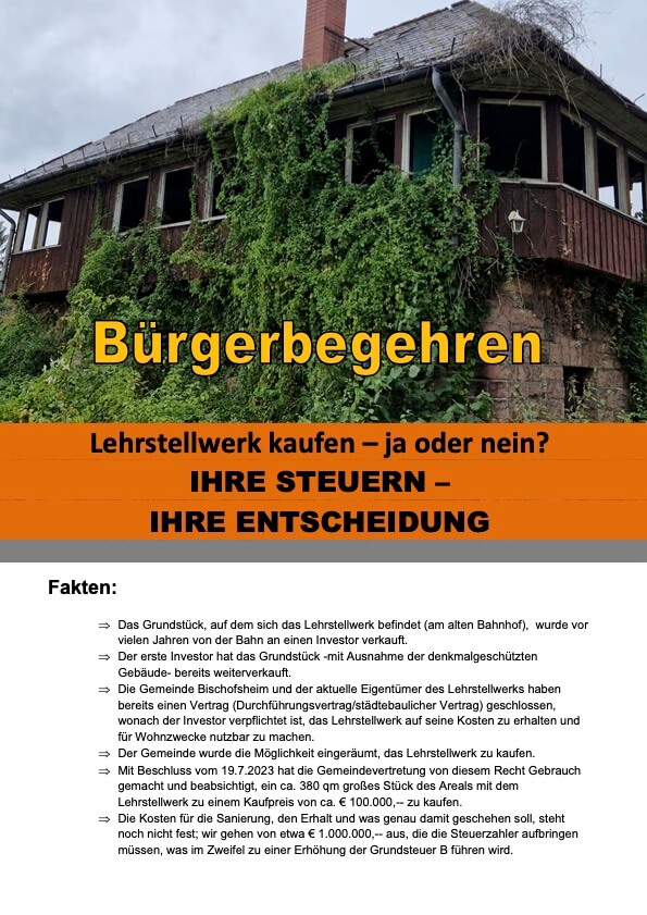 Bürgerbegehren Sonderausgabe Altes Lehrstellwerk neu